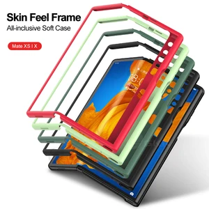 liquid silicone frame case screen protector film for huawei mate xs case anti knock soft edge cover for huawei mate xs case free global shipping