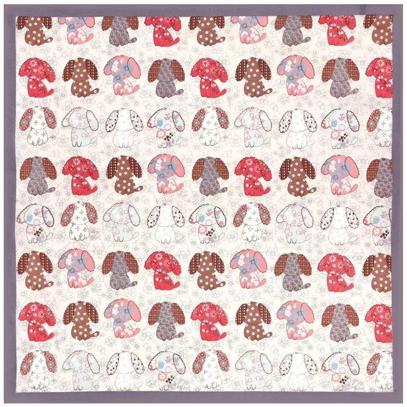 Dog GRAY POBING 70 см* 70 см кошачья голова небольшие Квадратные платки хиджаб люксовый бренд пятнистый Шелковый женский шарф Дамская повязка на голову с принтом шейный платок бандана - Цвет: Dog GRAY