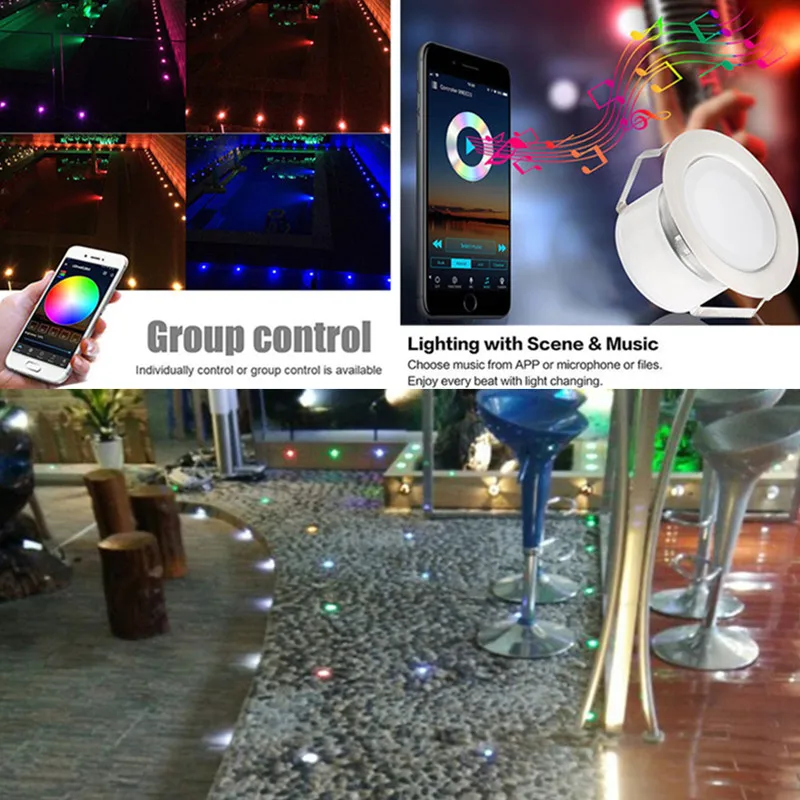 

RGB Changeable Color 12V LED Deck Stair Step Rail Patio Lights Wifi Controller Waterproof Garden Terrace Landscape Lamp Recessed