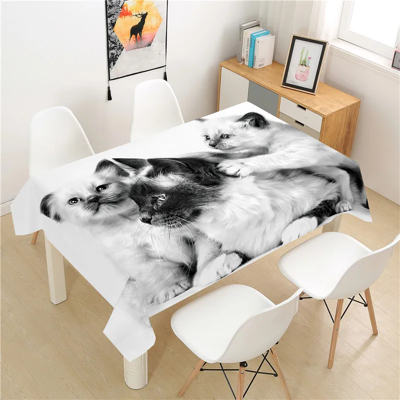

Скатерть с милым котом, прямоугольный стол для пикника из полиэстера, для отеля, дома, украшение для чайного столика