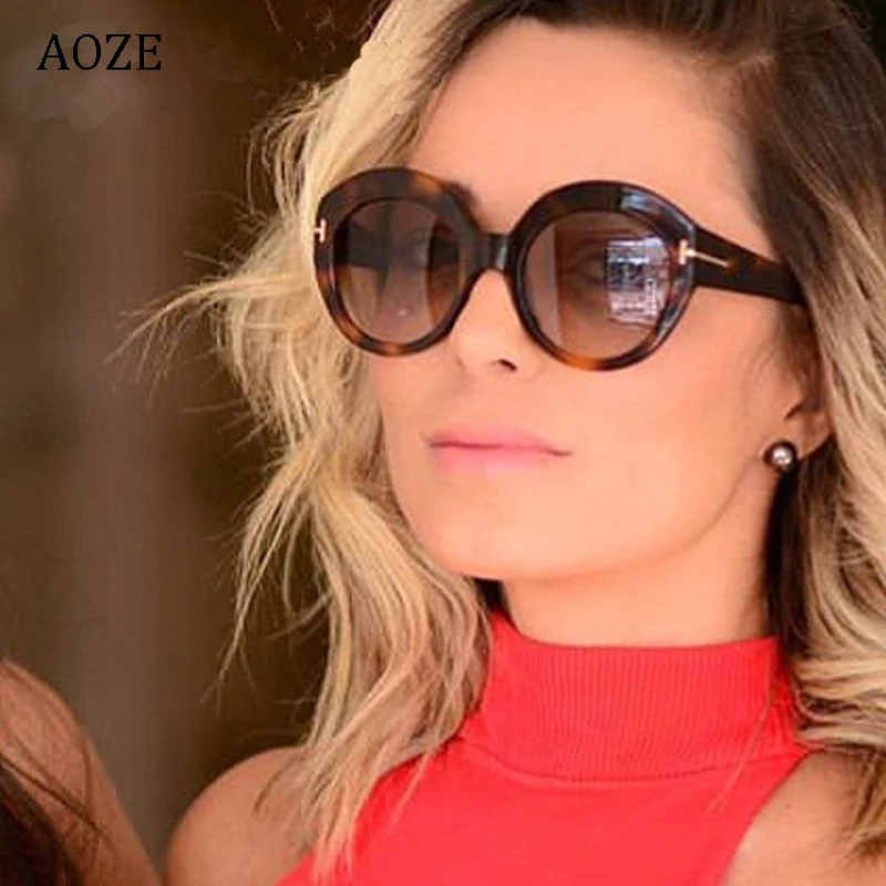 AOZE модные красочные градиентные Женские винтажные солнцезащитные очки овальные