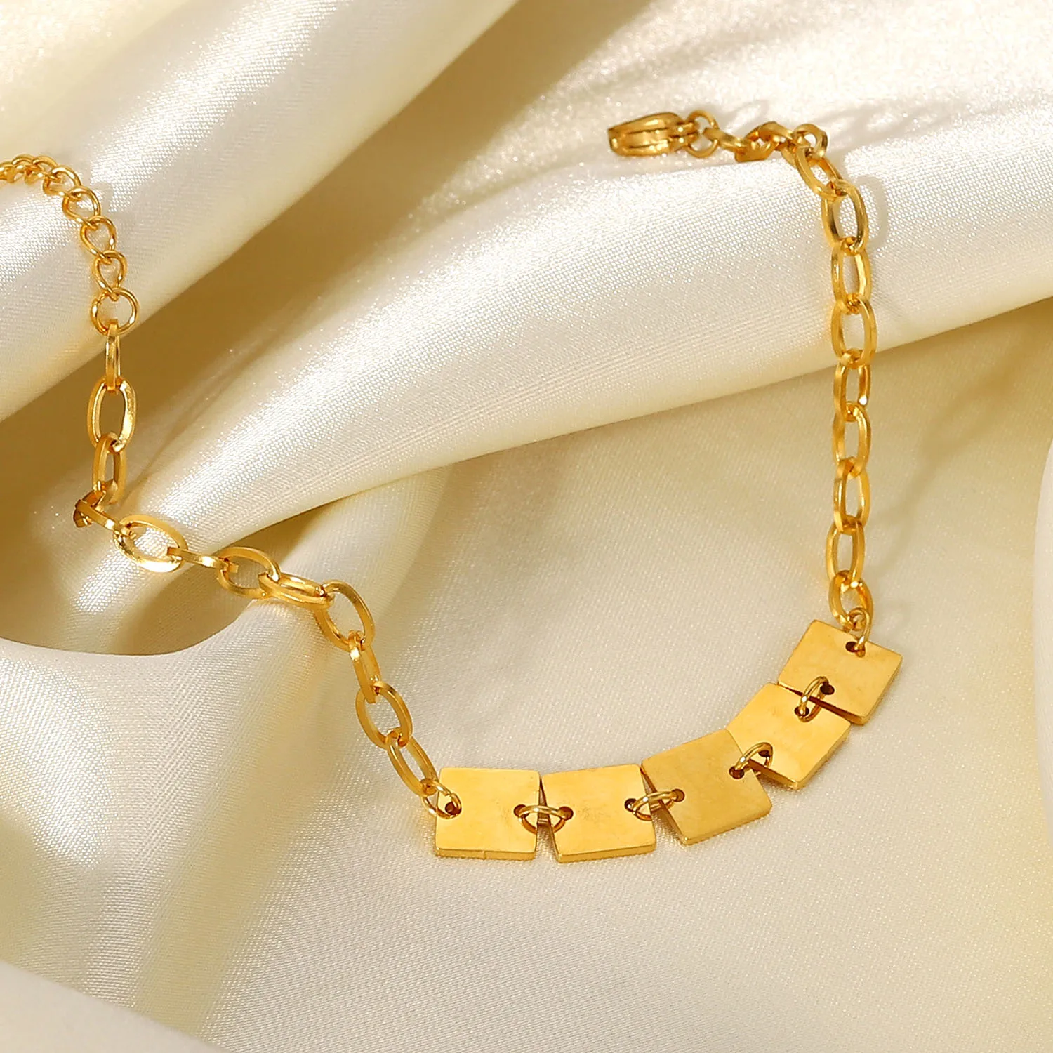 Браслет ручной работы из нержавеющей стали очаровательное позолоченное золото 18