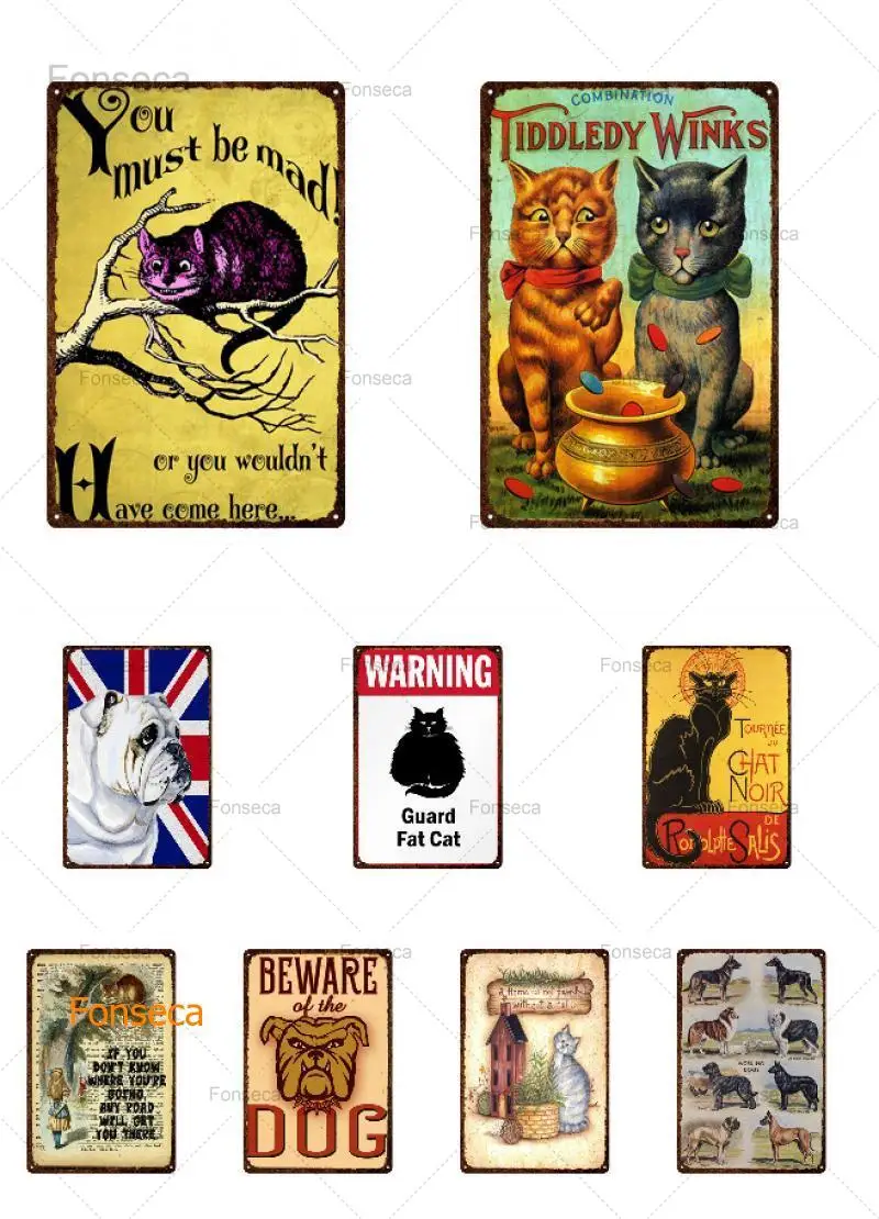 Милый знак с животными железная живопись металлический жестяной винтажные