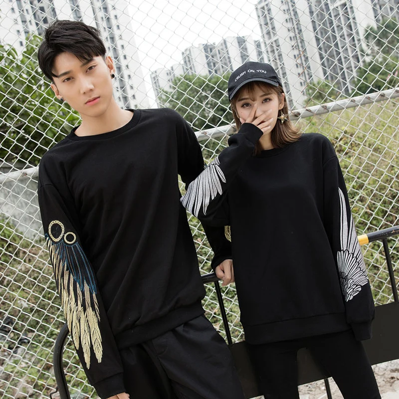

Angel Wings Fashion hoodie Embroidery Sweatshirt Pullovers 2020 NEW Man Women Unisex Couples coat clothes Black outerwear