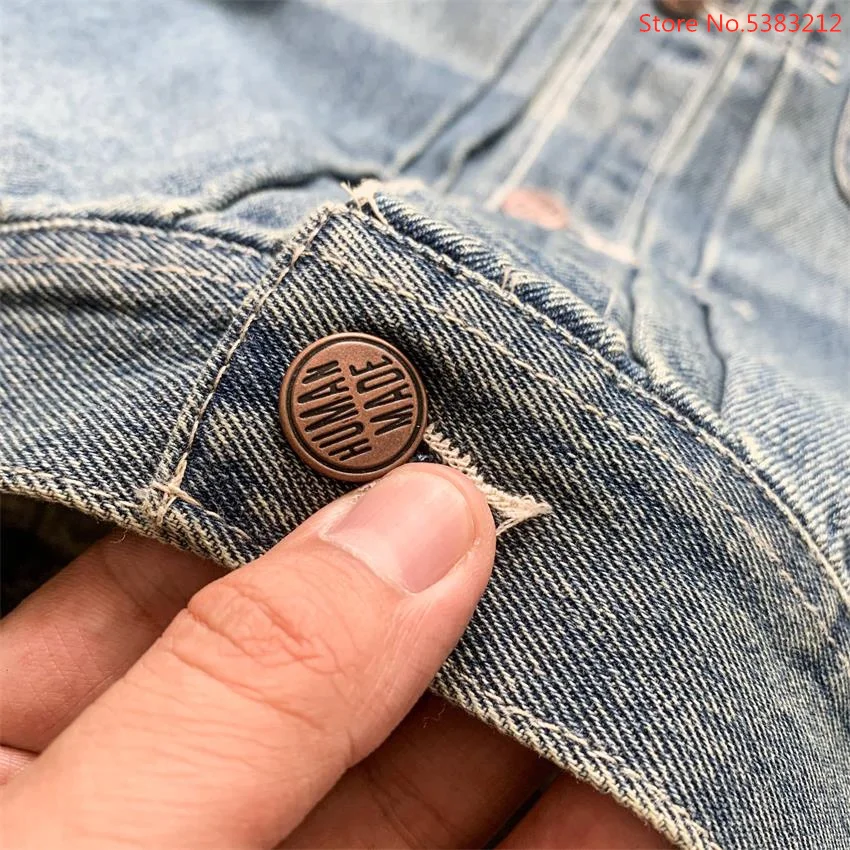 Human Made Denim Jacket For Men Women Jeans Bomber Jackets Japanese Streetwear Vintage Clothes Hip Hop Cropped Coats Fashion