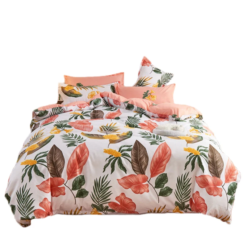 

Modern Nordic Leaf Print Bedding Set Bed Linen Single Double Queen King Quilt Covers Bedclothes Duvet Cover Set with Pillowcase