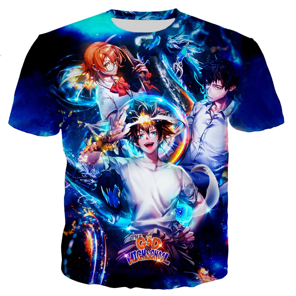 

Футболка для мужчин и женщин, стильная тенниска с аниме 3D принтом Бога старшей школы, модная повседневная Уличная одежда в стиле Харадзюку, ...