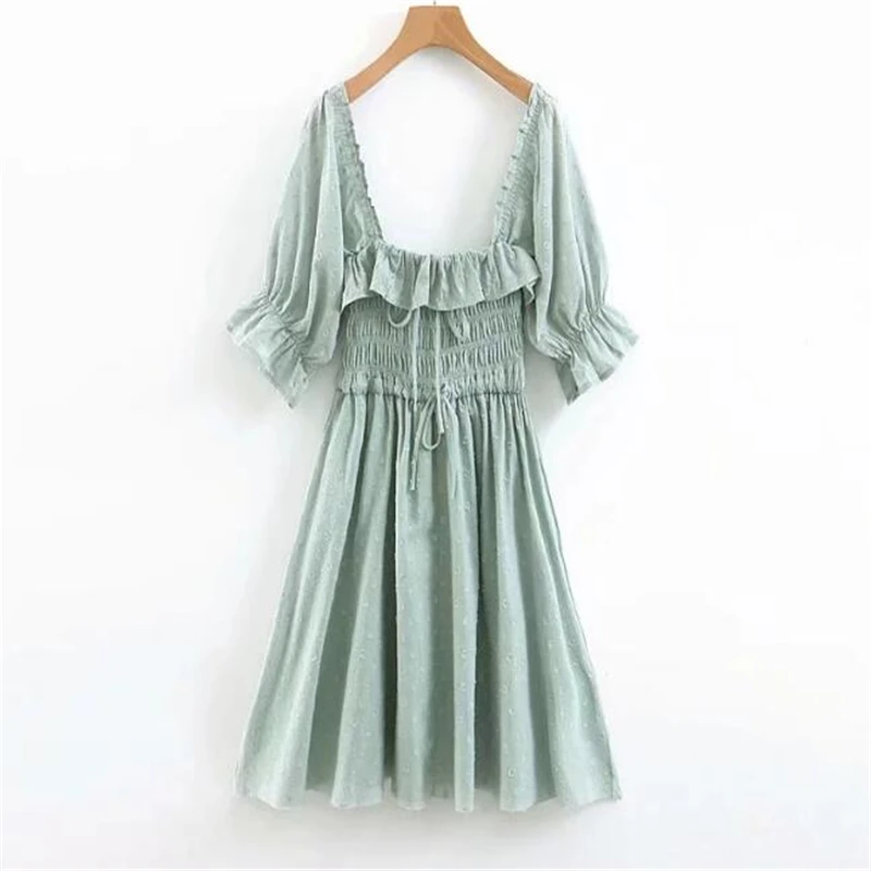 

Deep V Neck Sexy summer A-Line dress Ruffle Bow Women Dress Solid Casual Bohemian Beach Dress mini Vestidos 133
