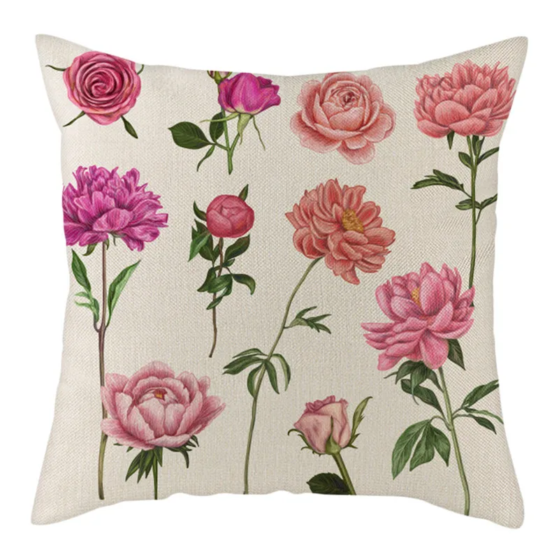 Фуватакчи льняная цветная Цветочная наволочка красная роза розовый Лотос