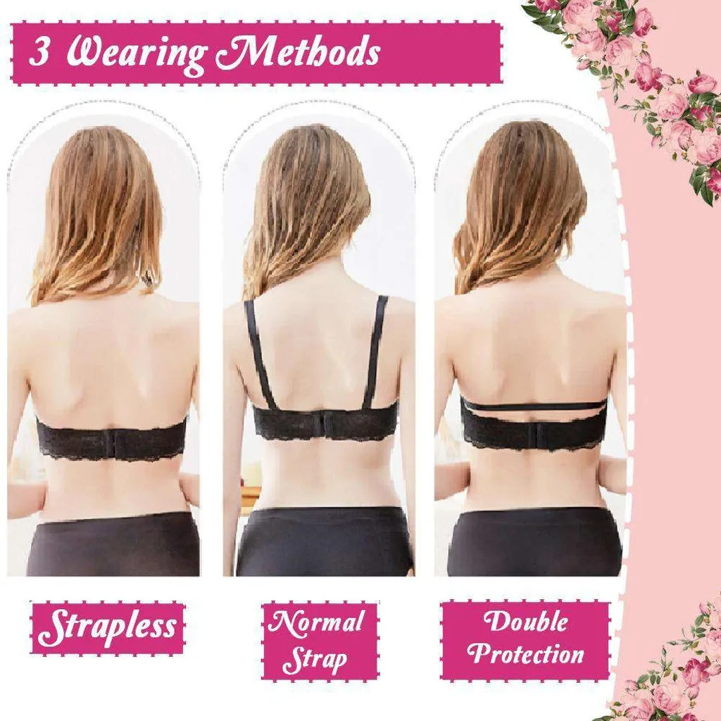

Women's solid color invisible bra strapless invisible bra without steel ring bra pull up tube top underwear envo gratis 40*