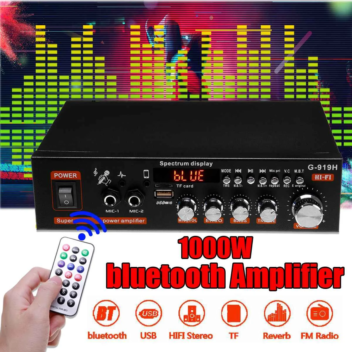 

Усилитель мощности 220 В, Hi-Fi, Bluetooth, для автомобиля/домашнего кинотеатра
