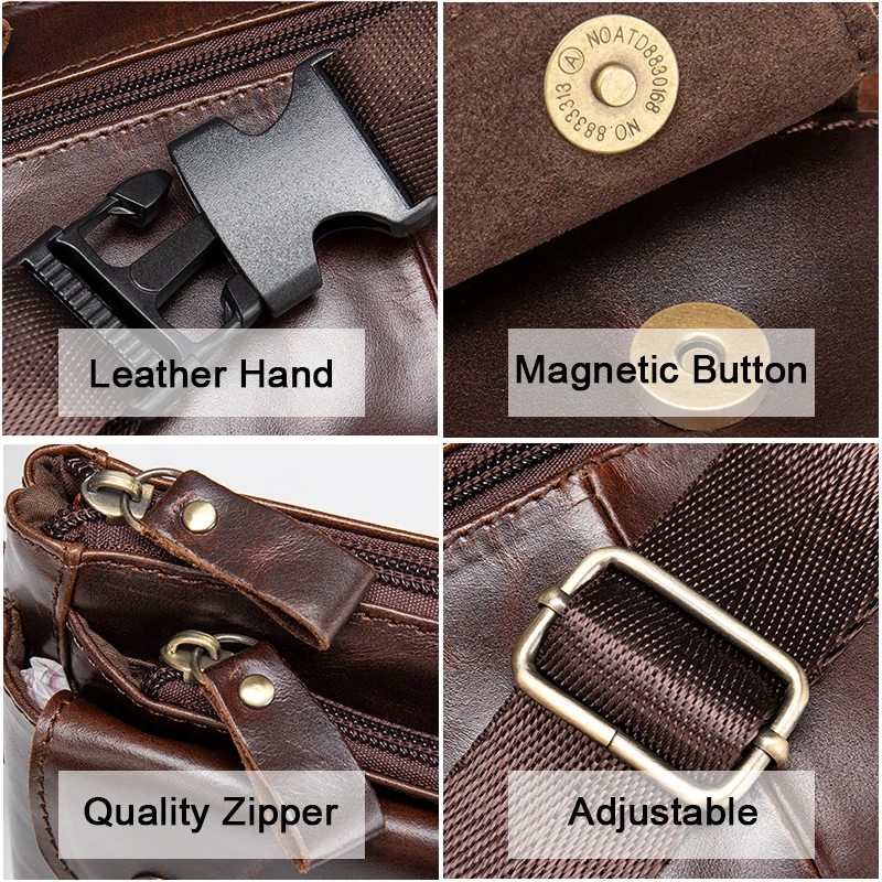 

Vintage Men's Belt Bag Genuine Leather Waist Pack Travel Fanny Packs Quality Men Waist Bags Small Shoulder Crossbody Chest Bags