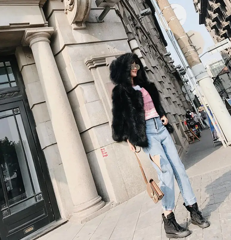 Женское пальто с капюшоном из натурального чистого 100% натуральный мех лисы