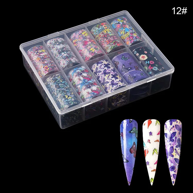 

4cmx50cm 1 box nail roll multicolor butterfly series designer nail tin foil nail decoration