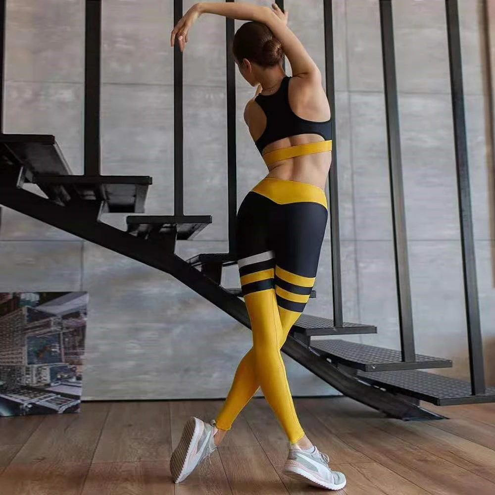 Бесшовные комплекты для йоги Женская одежда фитнеса Спортивная 2 шт. спортивные