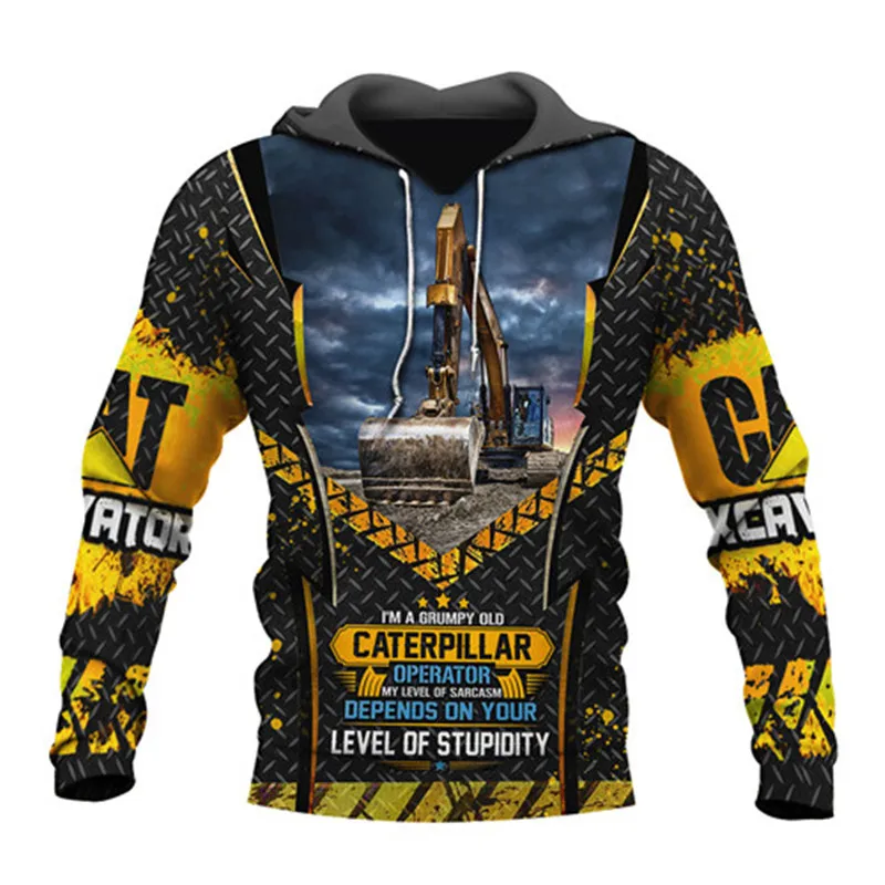 

Excavator set pattern 3D full printing men's zipper pullover unisex casual sweatshirt autumn and winter fashion hoodie apparel