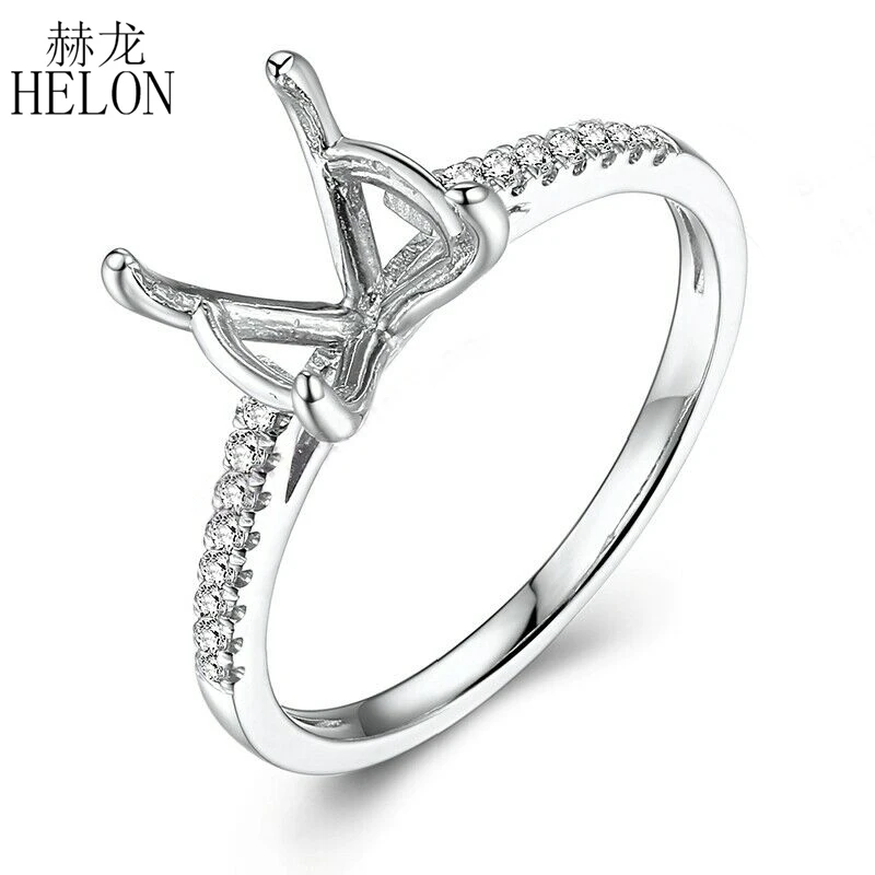 HELON 9 мм круглый одноцветное Белое золото 14 карат AU585 из натуральной Бриллиант