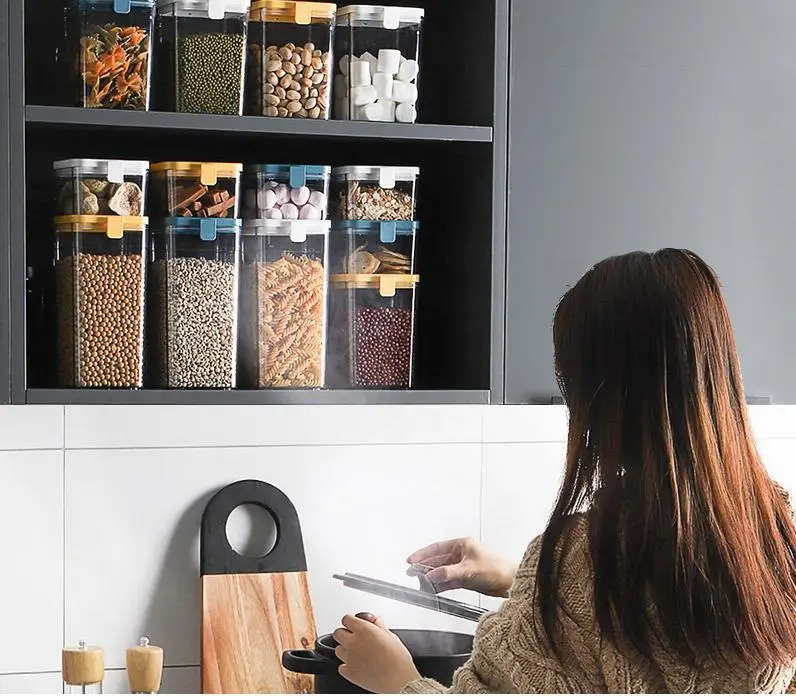 

Household Kitchen Food Storage Container Crisper Organizer Grains SPG Fruit Vegetables Container Boxes Jars