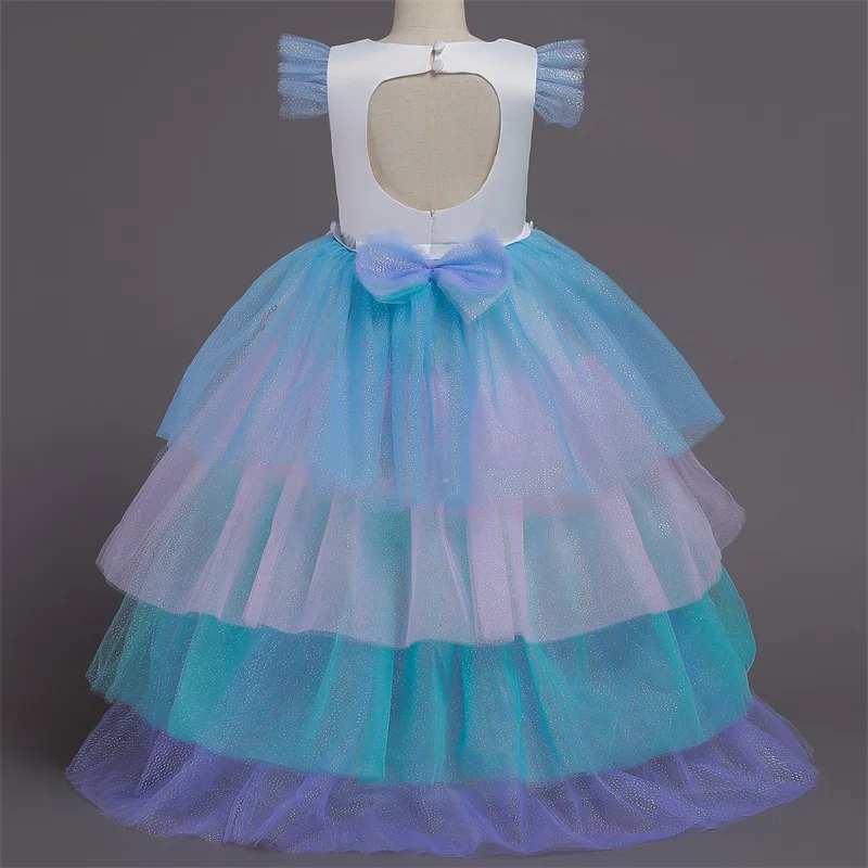 Unicorn Dress for Girls Tutu Rainbow Princess Dresses Kids Party Gorgeous Backless Gown Unicornio Theme Cosplay Costume | Детская одежда