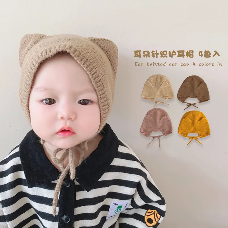 

Baby hats new autumn and winter super cute cute kitten ears knitted hats hooded baby woolen hats for men and women baby hats