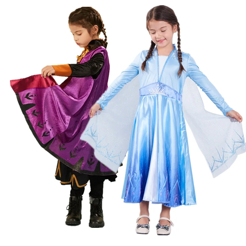 2020 г. Новое платье для девочек одежда комплект принцессы Эльзы и Анны