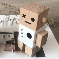 nordic style childrens room solid wood decoration decoration can be twisted robot wooden toy log