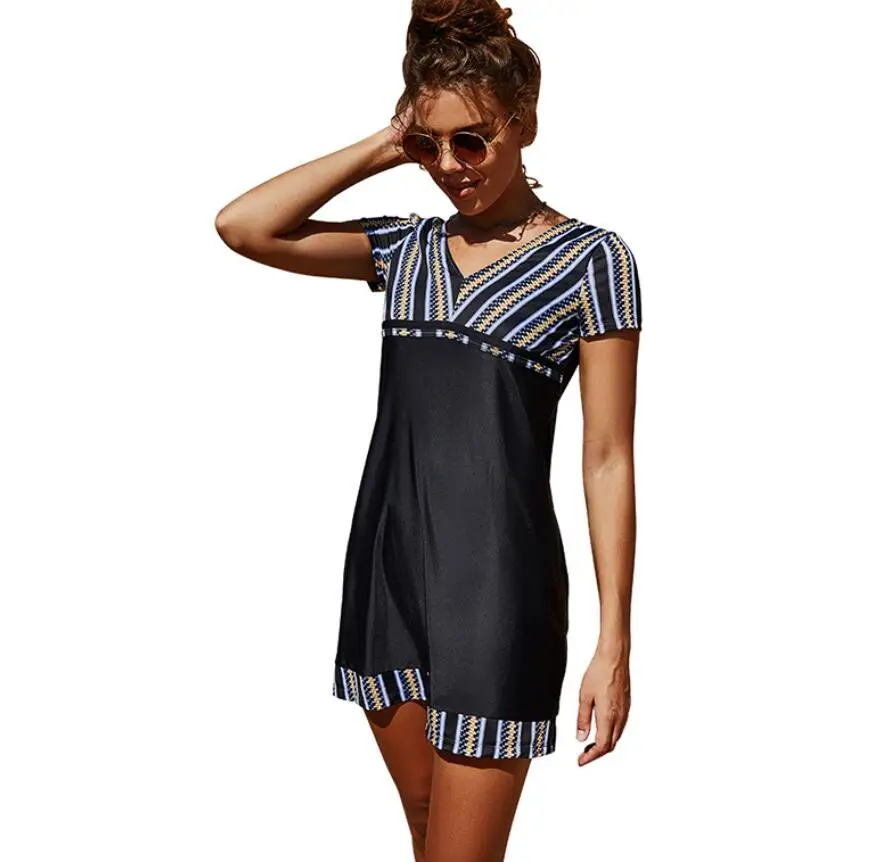 

Summer Swimsuit Short Skirt Anti-Empty Shorts Set V-Neck Split Swimsuit