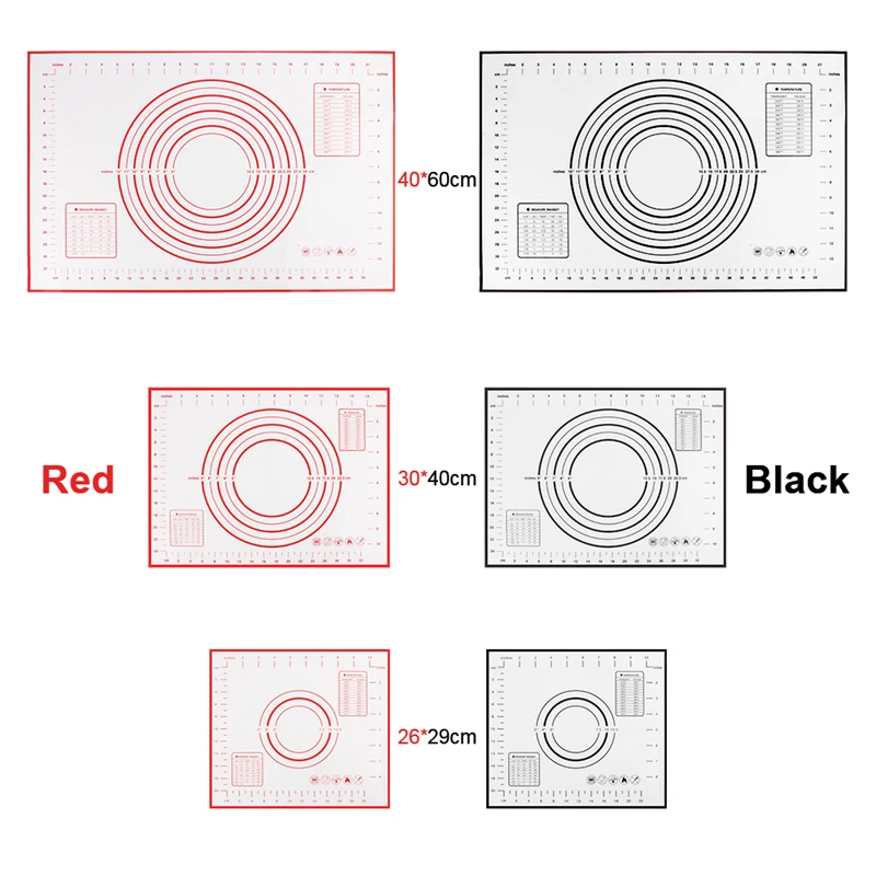 Силиконовый коврик для выпечки 3 шт. теста пиццы со шкалой кондитерский кухонный