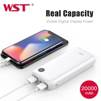 wst 20000mah power bank portable phone charger with smart led digital power display dual usb ports for iphone samsung xiaomi