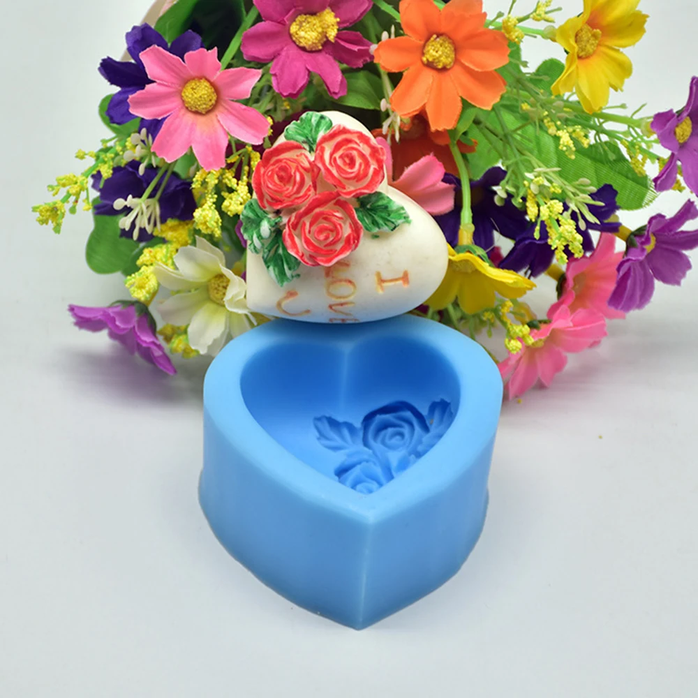 Силиконовая форма для торта шоколадная декоративная в форме розы сердце