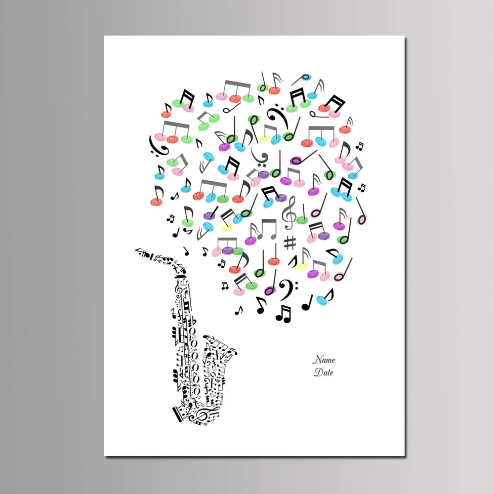 

New Arrival Saxophone Guitar Piano Music Party Favor Fingerprint Signature Guest Book Birthday Gift Unframed Canvas Painting