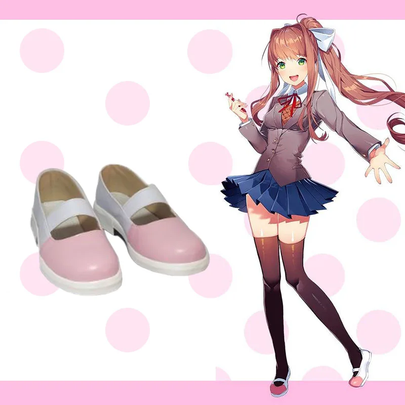 Doki Literature Club Monika Sayori/Обувь для косплея; женская модная обувь для отдыха из искусственной кожи с героями мультфильмов