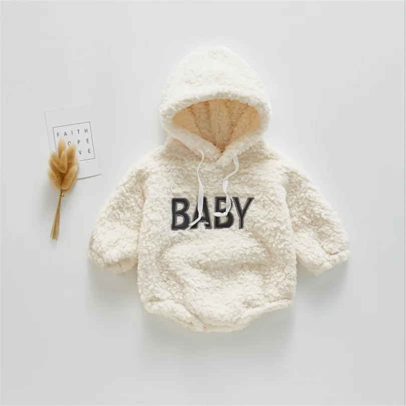 

Baby Romper Wool Winter Newborn Baby Clothes Fleece Hooded Toddler Baby Girl Jumpsuit Super Warm Soft Infant Boy Overalls