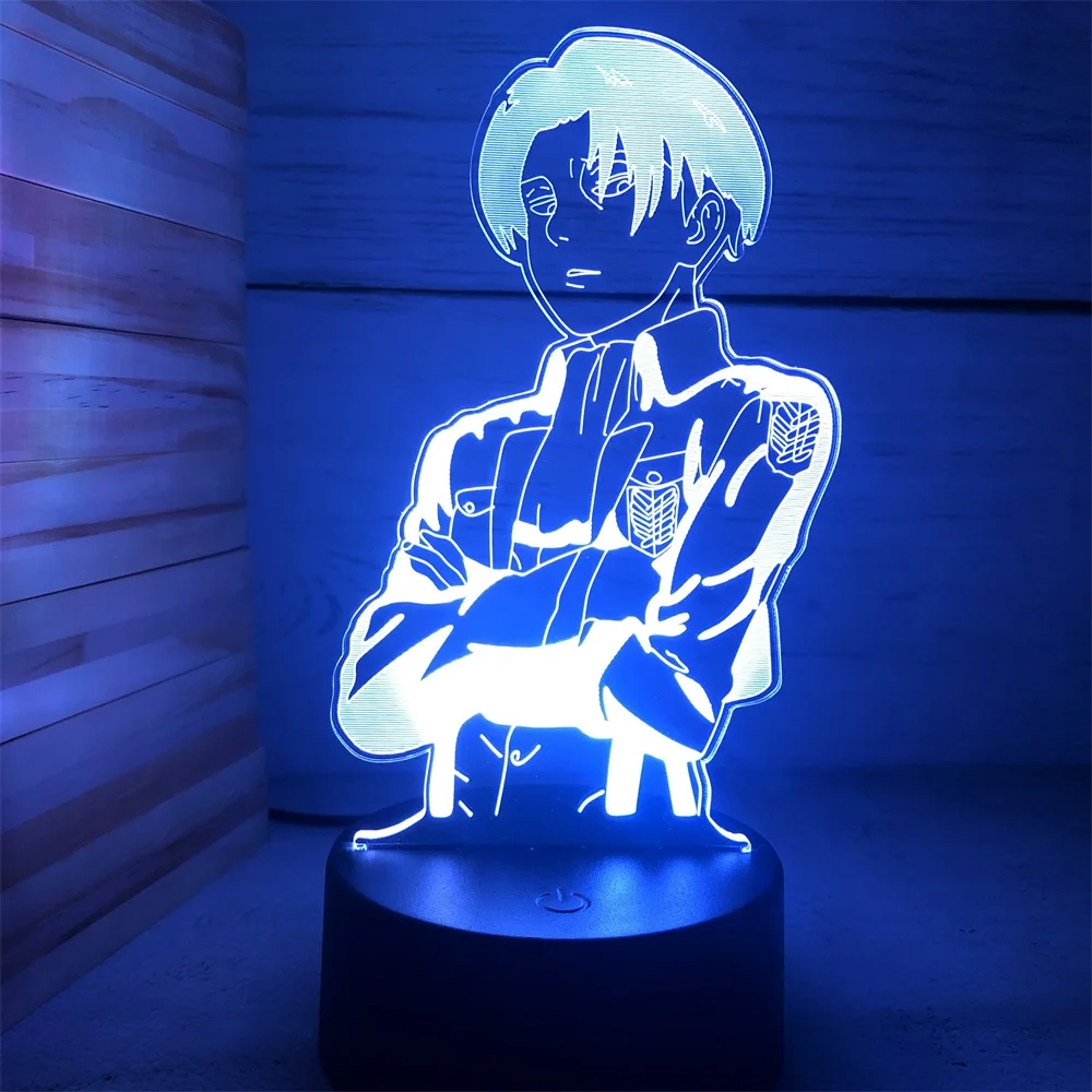 

Acryl Tafellamp Anime Aanval Op Titan Voor Thuis Kamer Decor Light Cool Kid Kind Gift Captain Levi Ackerman Figuur nachtlampje