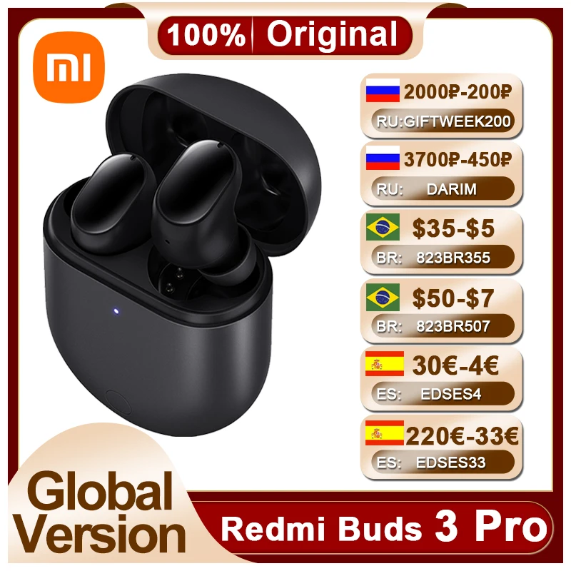 

Беспроводные Bluetooth-наушники Xiaomi Redmi Buds 3 Pro, TWS, 35 дБ