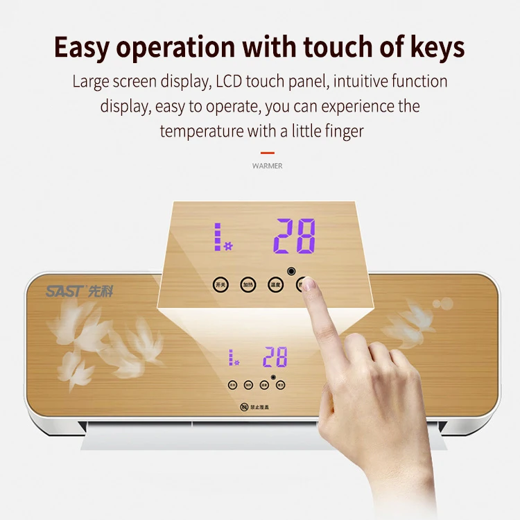 Wall-mounted Heater Household Electric Heating Fan Bathroom heating Remote control Air-conditioning Warmer Cold and Warm HF07 | Бытовая