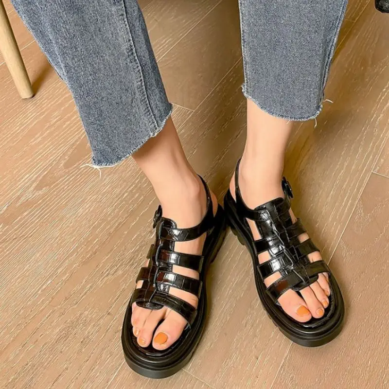 

KemeKiss Sandals Women Real Leather Thick Bottom Shoes For Women Platform Fashion Women Sandals Summer Footwear Size 34-41