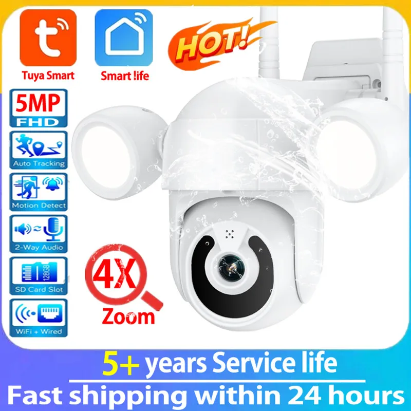 

Tuya H.265 PTZ Wifi IP Camera HD 1080P 3MP 5MP Speed Dome AI Security Camera Wireless 2 Way Audio Outdoor Waterproof Color Night