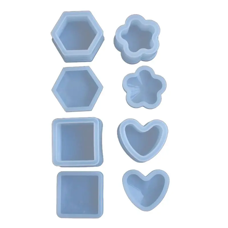 

4 Pcs Box Resin Molds with lids Silicone Molds for DIY Craft Making Storing Earrings, Rings, Coins, Keys Ashtray