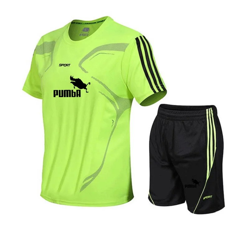 

2021 summer new printed men's sports running wear comfortable and breathable T-shirt + sports shorts two-piece jogging suit