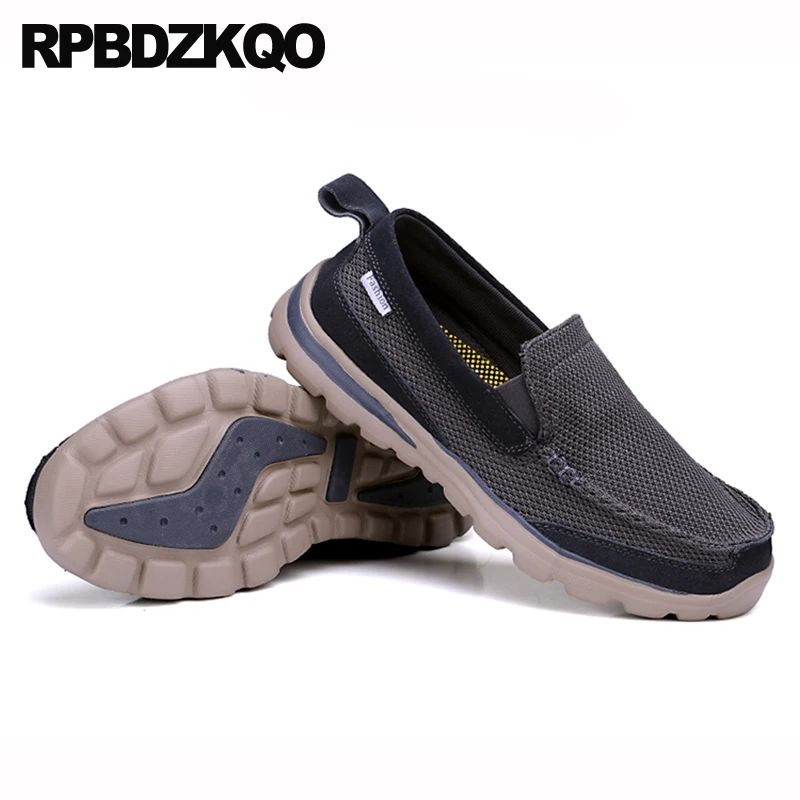 Sneakers Round Toe Comfort Skate Men Mesh Slip On Shoes Designer Trainers Plus Size 2021 Breathable Casual Navy Blue Fashion |