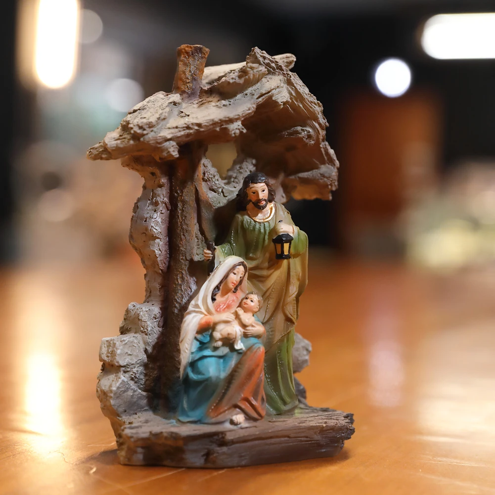zayton figurine holy family nativity scene home decoration christ jesus statues mary joseph miniature sculpture christmas gift free global shipping