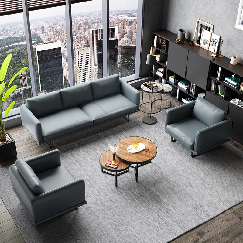 Скандинавский офисный диван Karoisk886 кожаный простой современный ресепшн для офиса