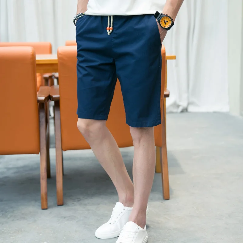 

2020Newest Summer Hot Casual Shorts Men's Elastic band Lace up Solid color Fashion Style Man Beach Male Sportswear Fitness Pants
