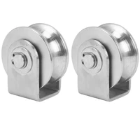 hot sv 2pcs 2 inch roller wheel bearings u groove pulley wheels heavy duty grooved wheel for material handling and moving
