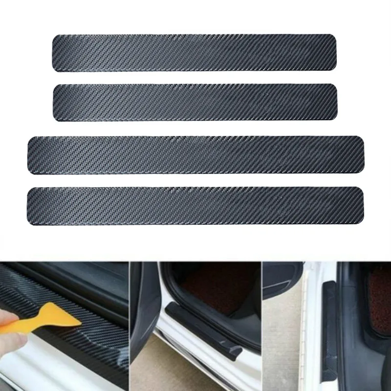 

4 PCS Universal Car Door Sill Anti kick Stickers Scuff Anti Scratch Carbon Fiber Auto Door Sticker Car Accessories Small scraper