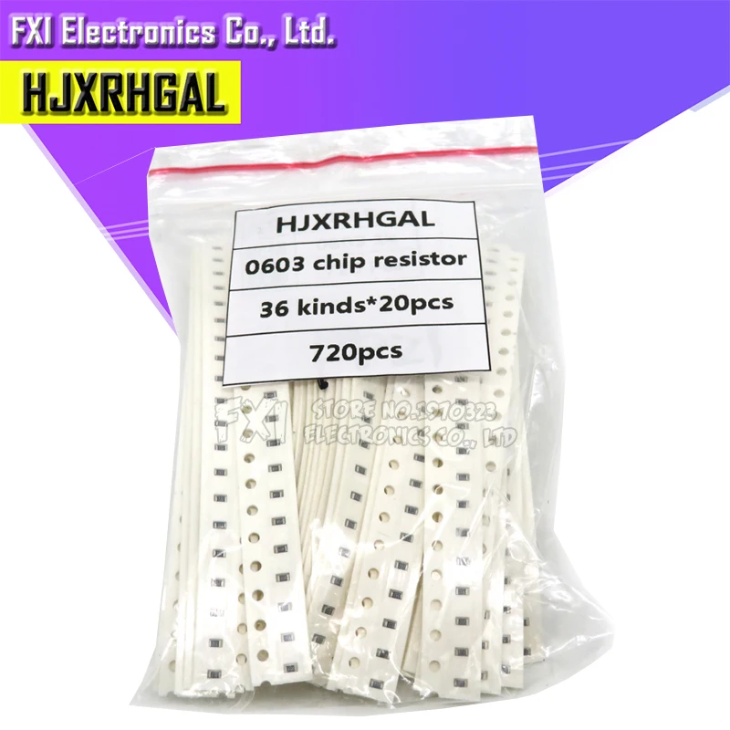 36valuesx20 шт = 720 0603 1ohm 10Mohm SMD резистор набор Ассорти Комплект 5% компонент diy Образцы