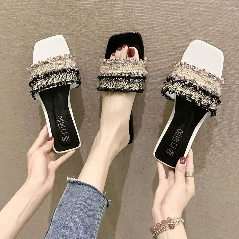 2020 Fashion Woman Sandals Summer Shoes Gladiator Beach Sandals Black White Flat Heels Mule sandals Women Slippers size 35-40