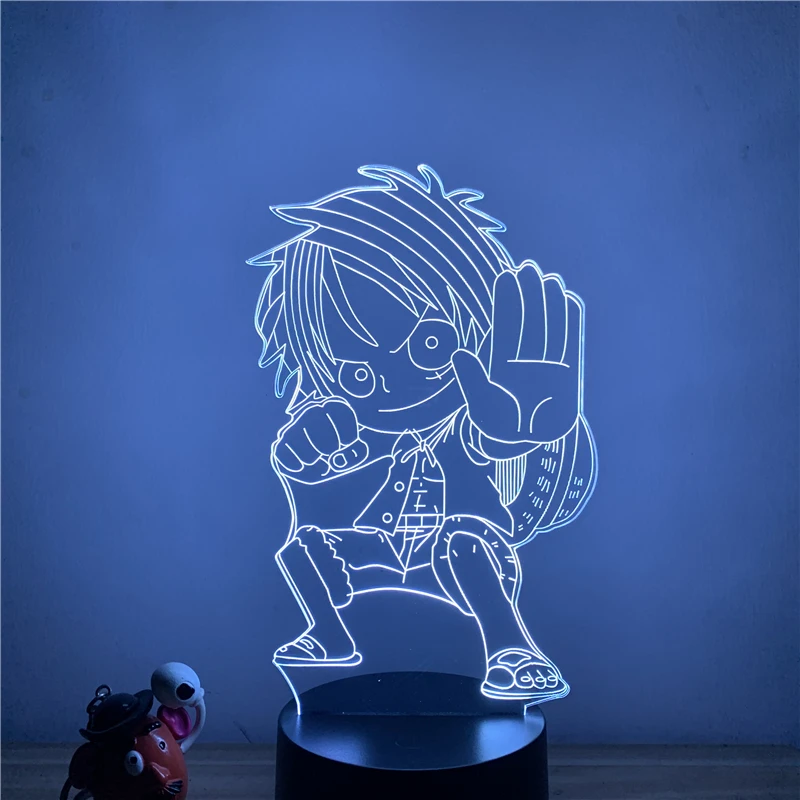 3D светодиодный ночсветильник аниме Q Luffy Jet Punch поза Ver. Экшн-фигурка 7 цветов