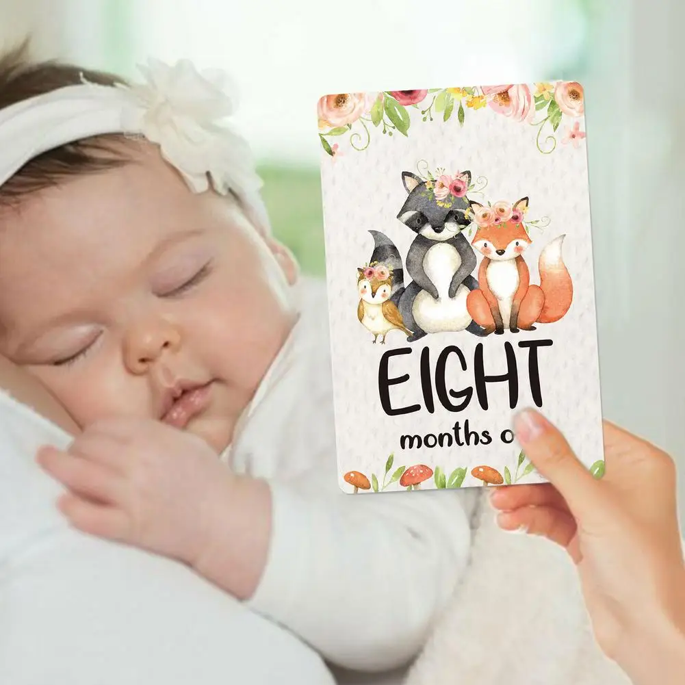 

12PCS Baby Month Milestone Month Cards Memorial Growth Record Photo Landmark Newborn Birth Month Birthday Photography Props Toy